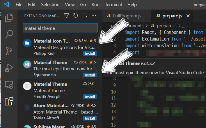 비주얼 스튜디오 코드 VScode - 멋진 테마 플러그인 추천, material theme : 네이버 블로그