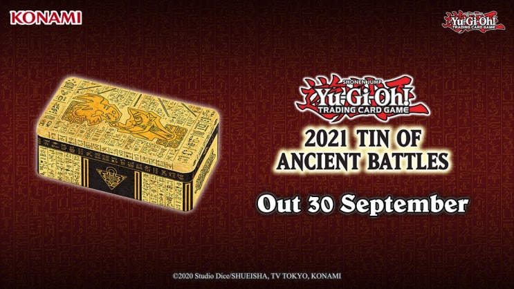 YU-GI-OH! Tin Of Ancient Battles 2021 – Lata Coleccionable Con 3 Sobres Mega Y Carta Rara, Construye La Tableta Del Faraón
