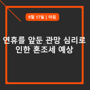 연휴를 앞둔 관망 심리로 인한 혼조세 예상