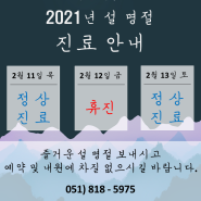 서면큐외과동물병원 2021년도 설 명절기간 진료 안내