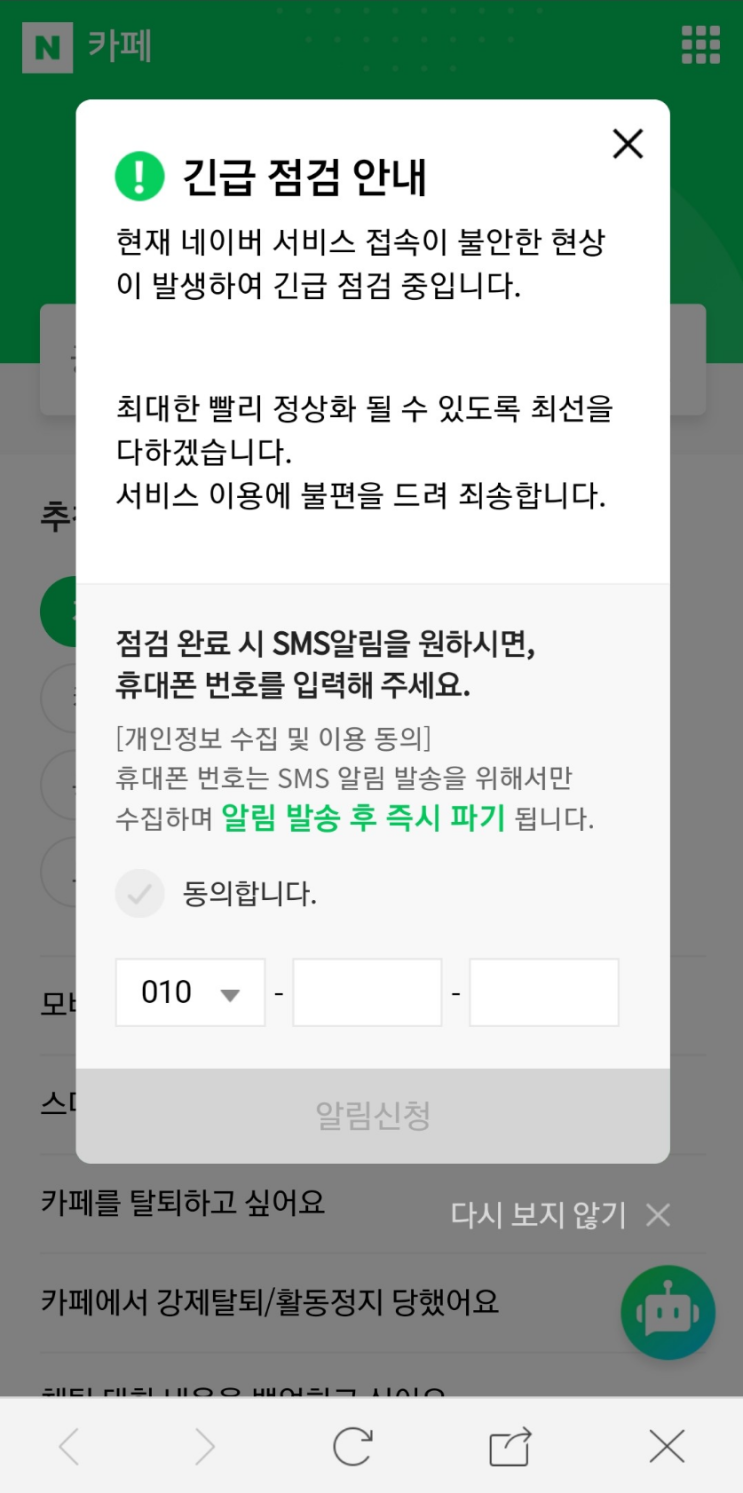 네이버 블로그 카페 접속 서버 불안정 현상 오류 문제 : 네이버 블로그