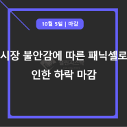 시장 불안감에 따른 패닉셀로 인한 하락 마감