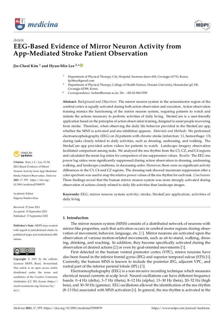 EEG- Based Evidence of Mirror Neuron Activity from App-Mediated Stroke ...