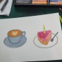 [오일파스텔수업출강/인천여성의광장]커피와 조각케이크