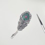 루비,에메랄드,다이아몬드로 장식한 깃털브로치 수채화렌더링☆주얼리디자인렌더링 jewelrydesign rendering