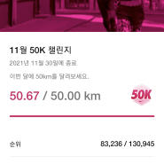[NRC] 11월 50Km 달리기