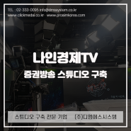 나인경제TV - 증권방송스튜디오 - 모션캐스터 Prolight LED1295D Prolight LED1095SP 등을 사용한 뉴스제작 스튜디오