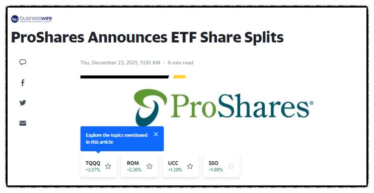 미국 3배 레버리지 ETF Proshares사 TQQQ UPRO SSO 분할 Splits 뜻 (+티커 CSM ROM UCC ...