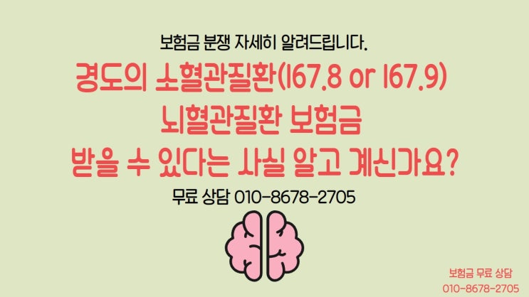 경도의 소혈관질환(I67.8 or I67.9) 뇌혈관질환 보험금 받을 수 있다는 사실 알고 계신가요? : 네이버 블로그