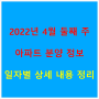 2022년 4월 둘째 주 아파트 분양 정보 일자별 상세 내용 정리