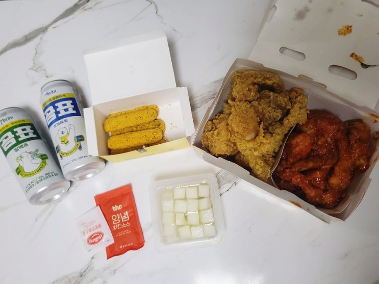 BHC쿠폰 메뉴변경 뿌링클 대신 반반치킨과 뿌링치즈스틱 : 네이버 블로그