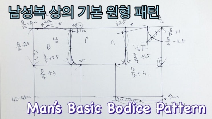 남성복 상의 기본 원형 패턴 제도 | Men's Basic Bodice Pattern Tutorial : 네이버 블로그