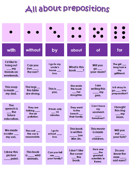 기타 다양한 의미를 가지는 전치사 Dice Activity : 네이버 블로그