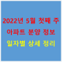 2022년 5월 첫째 주 아파트 분양 정보 일자별 상세 정리