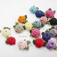 펠트공예:펠트지 바느질 리본접기로 장미꽃 만들기