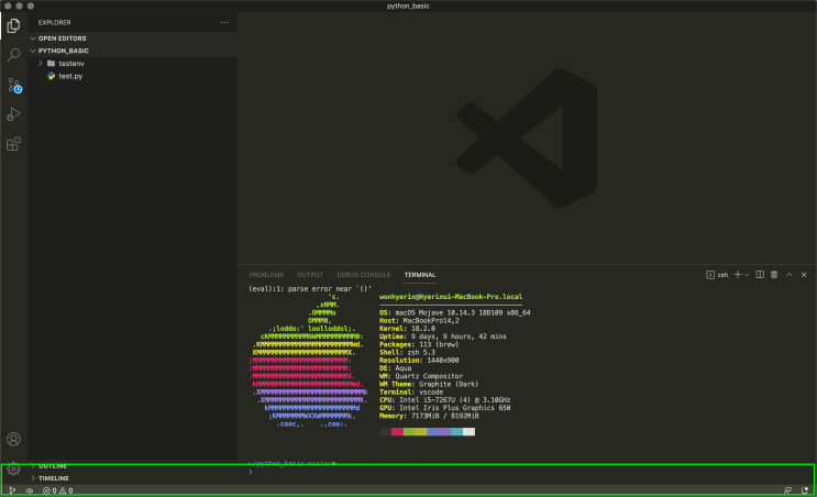 Mac VSCODE에서 가상환경내 Python으로 Python Interpreter 설정 : 네이버 블로그