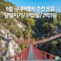 6월 국내여행지 추천 당일치기&1박2일&2박3일(계곡 트레킹, 종주산행, 섬여행, 기차여행)