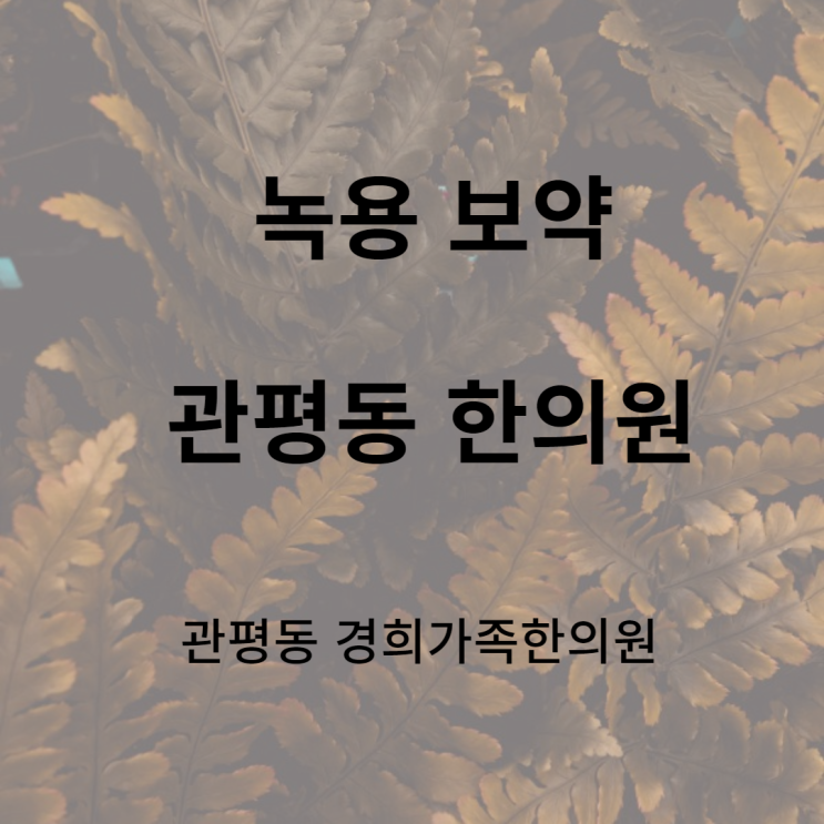 [관평동 한의원] 피로가 훨씬 덜해요. 아침에 일어나기도 수월해요 (관평동 보약 녹용)