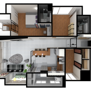 동탄우림필유 타운하우스 아파트 3D 360 VR 모던 빈티지 인테리어 디자인 [YEIJE DESIGN SPACE]