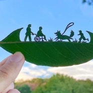 아름다운 나뭇잎조각 작품