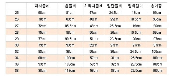 여자 옷 바지 사이즈표 가이드 : 네이버 블로그