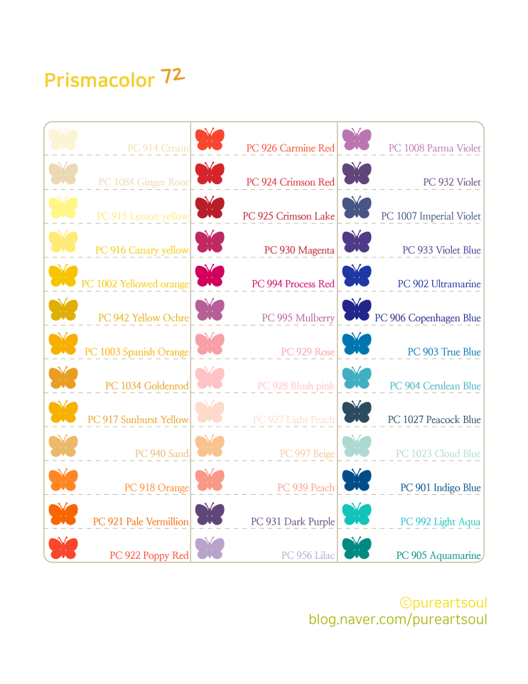 [양식] 프리즈마 72 색상표. 컬러차트 템플릿. 72색 prismacolor 72 chart : 네이버 블로그