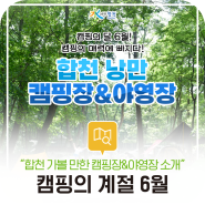 캠핑의 계절 6월! 푸른 자연과 함께하는 합천 가볼 만한 캠핑장&야영장 소개!