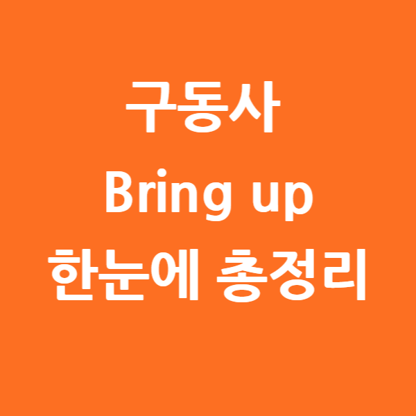 구동사 bring up 한 번에 총정리 : 네이버 블로그