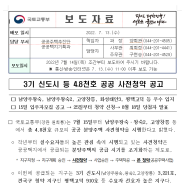 2022년 3기 신도시 공공 사전청약 입주자 모집공고