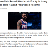 [NBA] 레이커스,네츠 카이리 어빙 트레이트 협상. 러셀 웨스트브룩의 행방은?