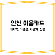 인천 이음카드 캐시백과 가맹점, 사용처 총정리(ft. 신청 방법과 한도까지)