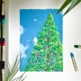 [미술재료] 화방넷 시넬리에 오일파스텔 48색으로 점묘법을 이용해 나무그리기