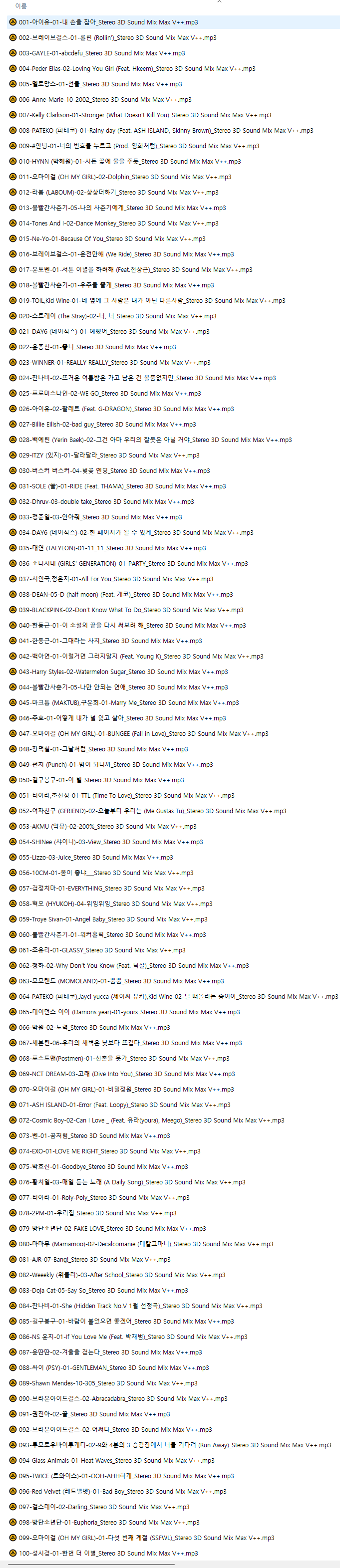 멜론 역주행 100곡 (Stereo 3D Sound Mix Max++) : 네이버 블로그