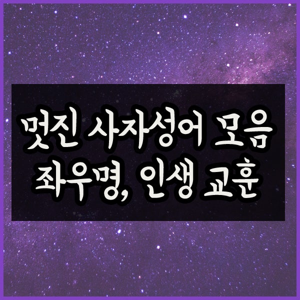 멋진 사자성어 모음, 좌우명 인생 교훈 : 네이버 블로그