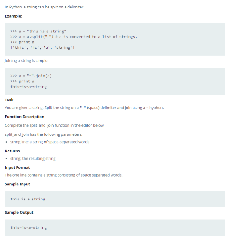 Python HackerRank 문제 20 - String Split and Join : 네이버 블로그