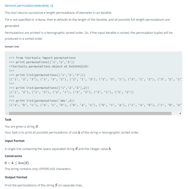 Python HackerRank 문제 27 - itertools.permutations() : 네이버 블로그