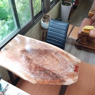 월넛 레진 테이블, 호두나무 통원목의 우드 슬랩 식탁 시골집 인테리어 업그레이드!!