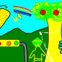 우분투 리눅스의 그림판 격인 KolourPaint로 우리 아들과 함께 그린 그림 (220808)