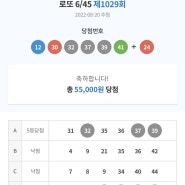 로또 1029회_4등,5등 당첨 👍🏻