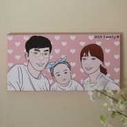 [ 드로잉아트 ] 팝아트st초상화 컬러 3인 캔버스 액자 style 60cm-30cm 가족사진 그림