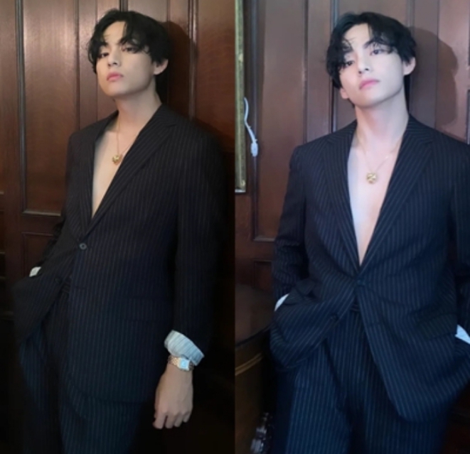 방탄소년단 뷔, 재킷 하나로 완성한 섹시미 : 네이버 블로그