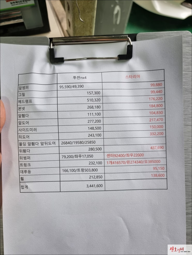 스타리아 판금도색 수리비용 부품가격은 쌀까요?? : 네이버 블로그