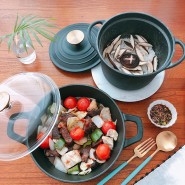 찹스테이크 표고버섯밥 만들기 베카 쿡웨어 시즈닝 무쇠냄비세트