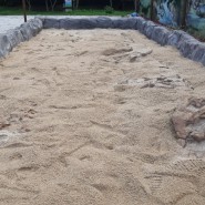 고성 세계공룡엑스포 화석발굴 체험장 모래조성