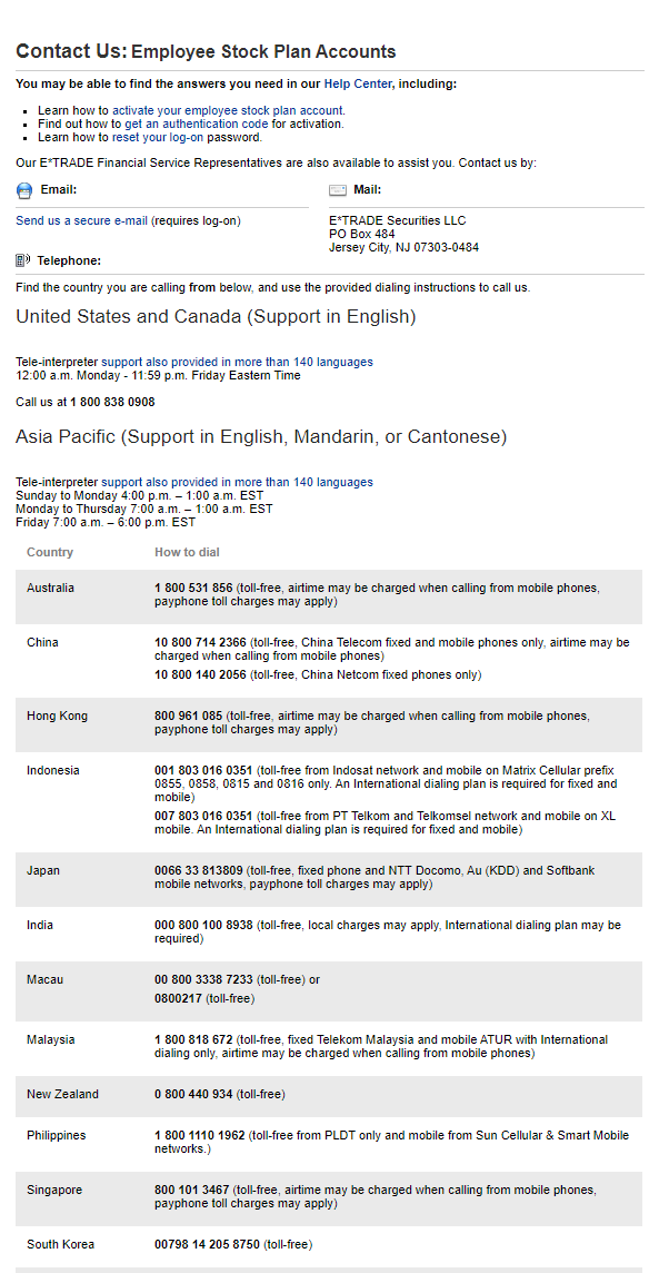 ETrade Stock Plan Toll Free Number : 네이버 블로그