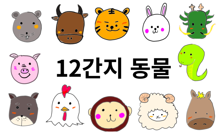 12간지 띠 순서 12간지 동물 그림 : 네이버 블로그