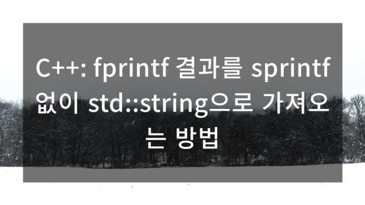 C++: fprintf 결과를 sprintf 없이 std::string으로 가져오는 방법 : 네이버 블로그