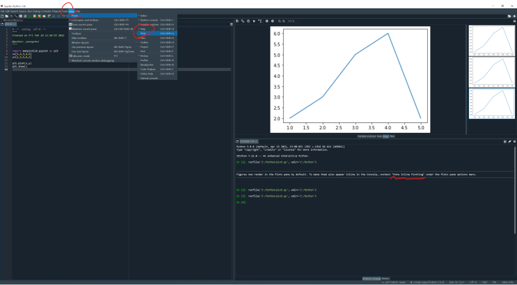 Python Spyder uncheck 