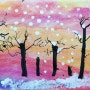 유치부 아가들이 그린 그림_나무가 있는 눈 쌓인 겨울 풍경