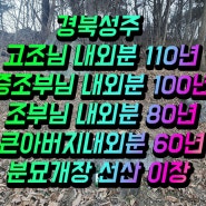 경북 성주 동흥2동 조부모님 증조부모님 개장 선영이장 및 조성